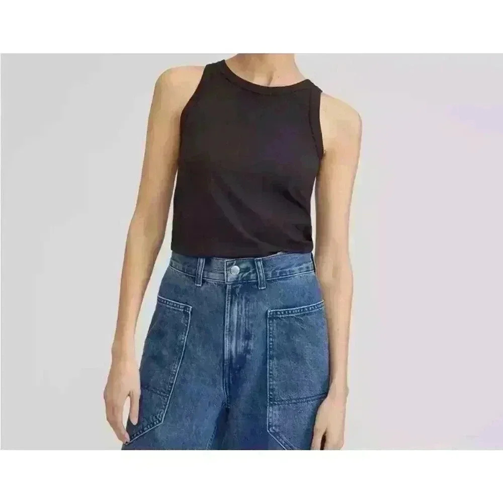 Everlane The Organic Cotton Cutaway Tank Black Small Basic Essential
